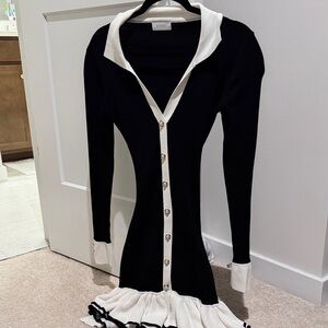 Meshki Black and White open back Long Sleeve Dress